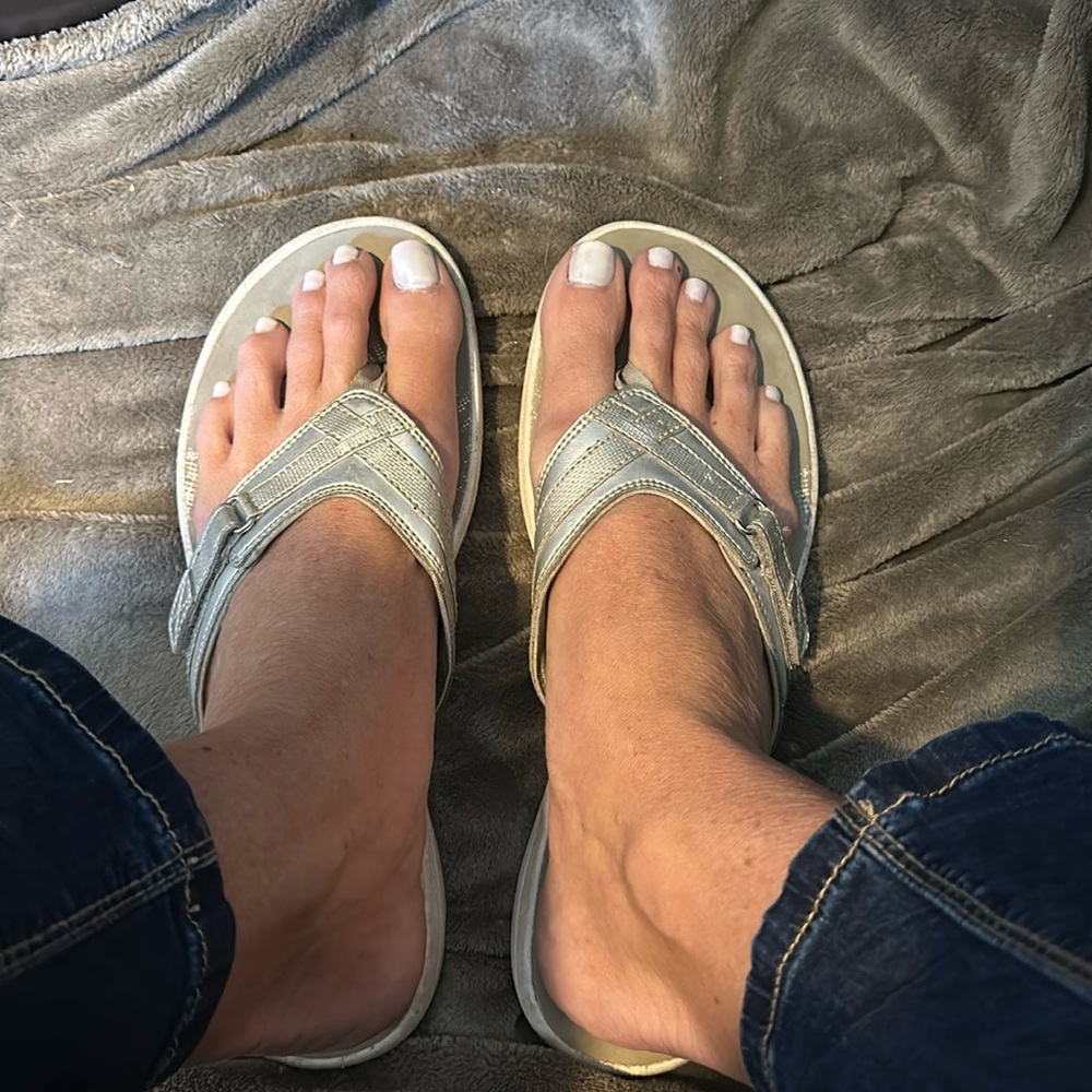 Silver Clarks Sandals